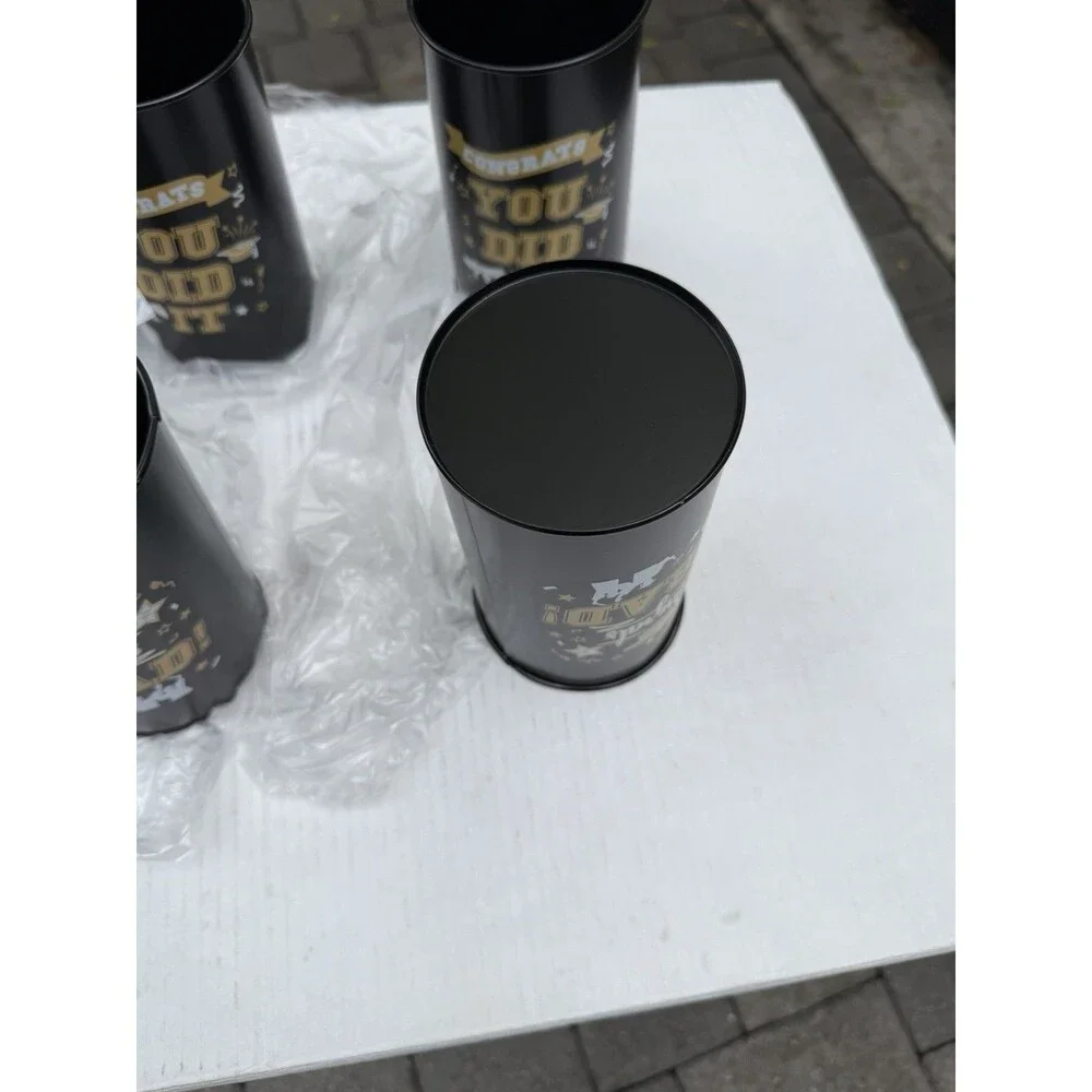 Set of 6 Black Plastic 16oz Tumblers “Congrats Grad” – Graduation Cups